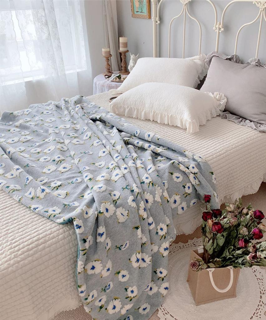 Floral Pattern Sofa 110 X Korean Bed Vintage Retro Flower Pattern Sofa Cover Blanket, Fluffy, Fluffy, Cover, Multi-cover, 150cm, Goods, Thread, (Gray)