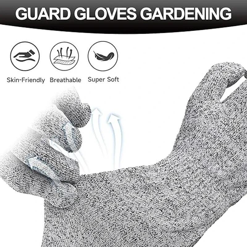 Long Garden Labor Gloves HPPE Fabric Cut-proof Design Protects Arm Gloves Comfortable Durable Work Gloves for Construction Sites