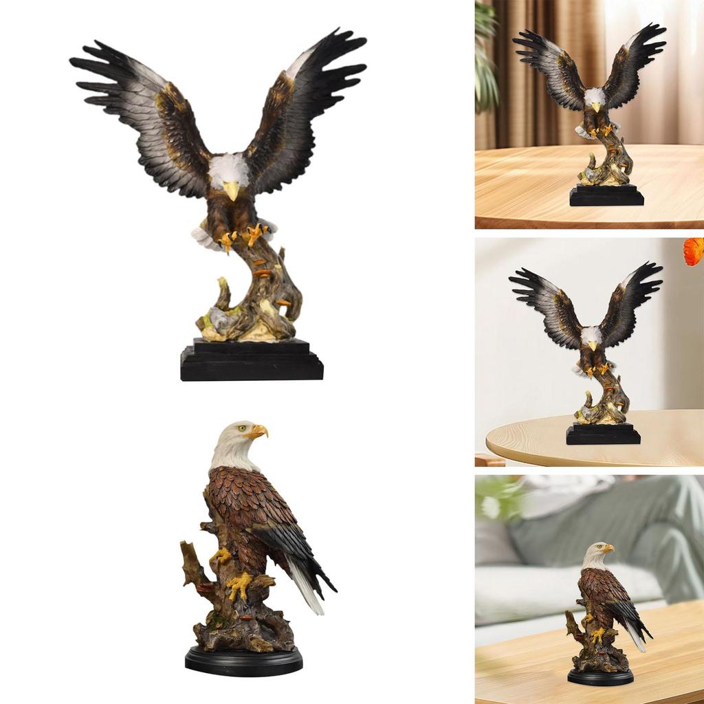 Eagle Statue Home Artwork Table Centerpiece Bird Resin Sculpture Desk Figurine for Office Hotel Father Living Room Collection