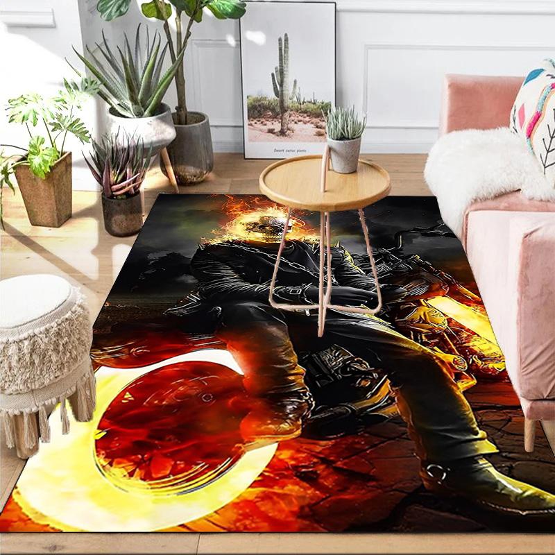 Ghost-Rider On Fire Area Rug Suitable for Indoor And Outdoor,Carpets for Kitchens, Homes, Offices, Living Rooms,Home Decor,Christmas Gift