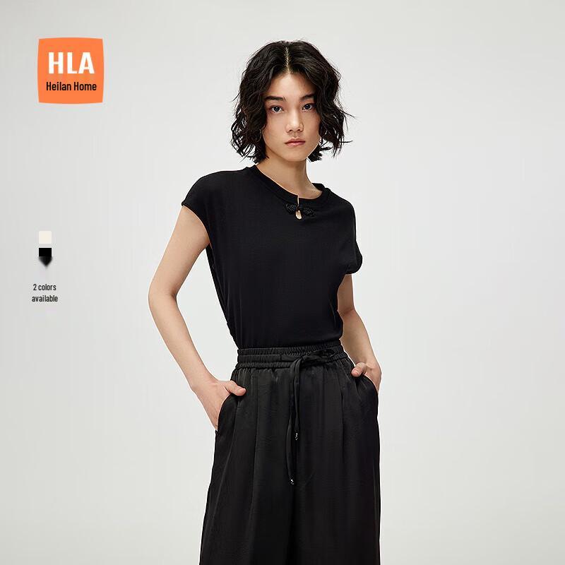 HLA Women s Chinese Frog Button Slim Fit Short Sleeve T-shirt M