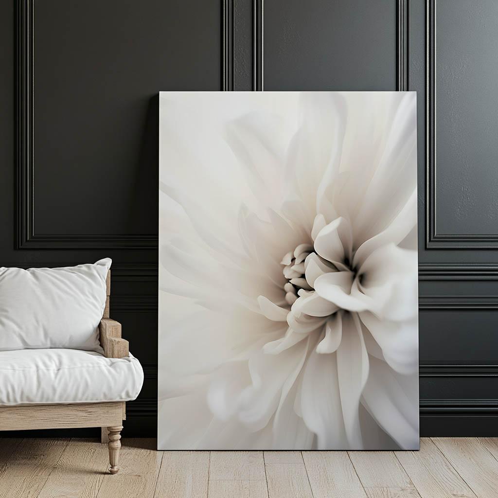 Delicate White Dahlia Delicate White Dahlia, 30X40 Cm, Dark Brown Wooden Frame, 230 Gsm Matte Paper