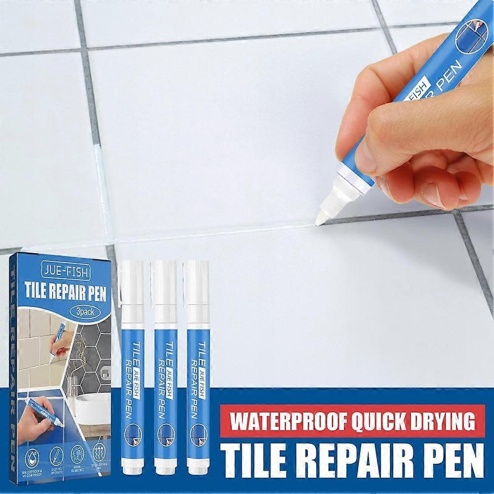 3pcs Tile Grout Repair Pen Quick Waterproof Dry White Grout Sealer