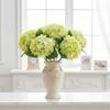 4Pcs Green Artificial Hydrangea Flowers, Fake Hydrangea with Leaves Stems, Large Hydrangea Flower, for Indoor Wedding Table Centerpieces Party Decor