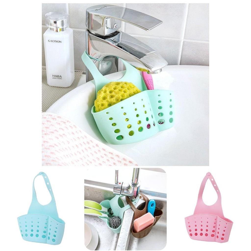 Versatile Kitchen Sink Soap Sponge Holder With Adjustable Strap For Easy Organizing