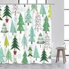 Blue Christmas Tree Shower Curtain Winter Snowflake Pine Trees New Year Christmas Bath Curtains Fabric Bathroom Decor With Hooks