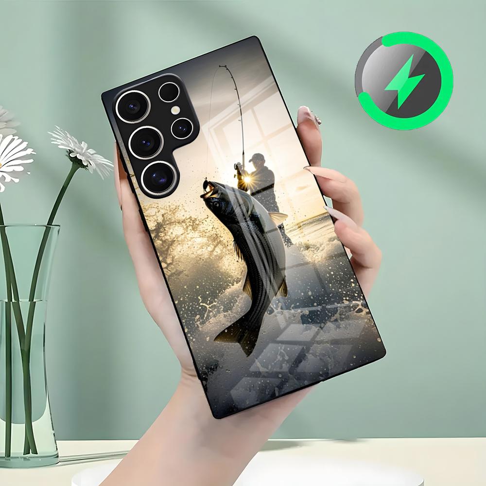 Angling Go Fishing Phone Case For Samsung S26 S25 S24 S23 S22 S21 S20 Edge Ultra Plus FE For Magsafe Glass Case
