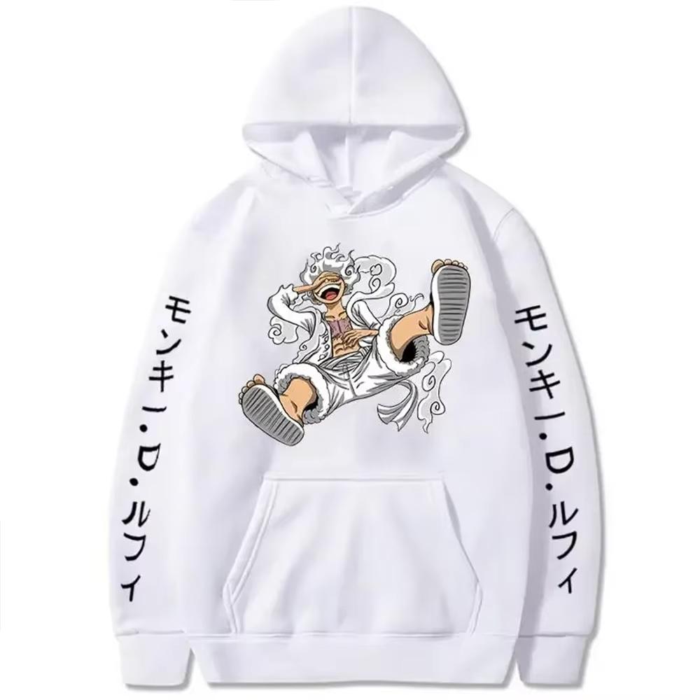 Anime Hoodies for Men ONE PIECE Gear Fifth Fear Luffy Sun Gold Pullover Cotton Hooded Streetwear Sweatshirts
