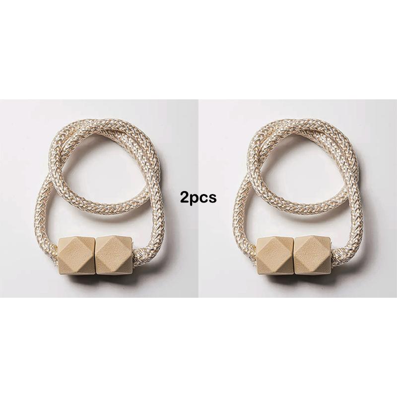 

2 шт. Подхваты для штор с сильным магнитом, дизайн из толстой веревки, для спальни, гостиной, кухни, прочный пластик, аксессуар для домашнего декора бежевый