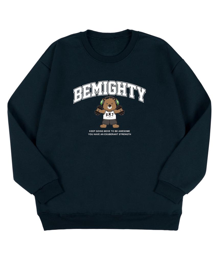 BEMIGHTY Dumbbell Bear Oversized Fleece-Lined Sweatshirt [Black]