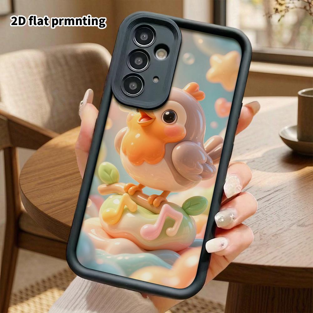 Phone case: 2D flat design suitable for Samsung Galaxy A34 A35 M05 M06 S20 S22 S21 FE Plus 5G protective case, singing little bird, perfect Christmas 