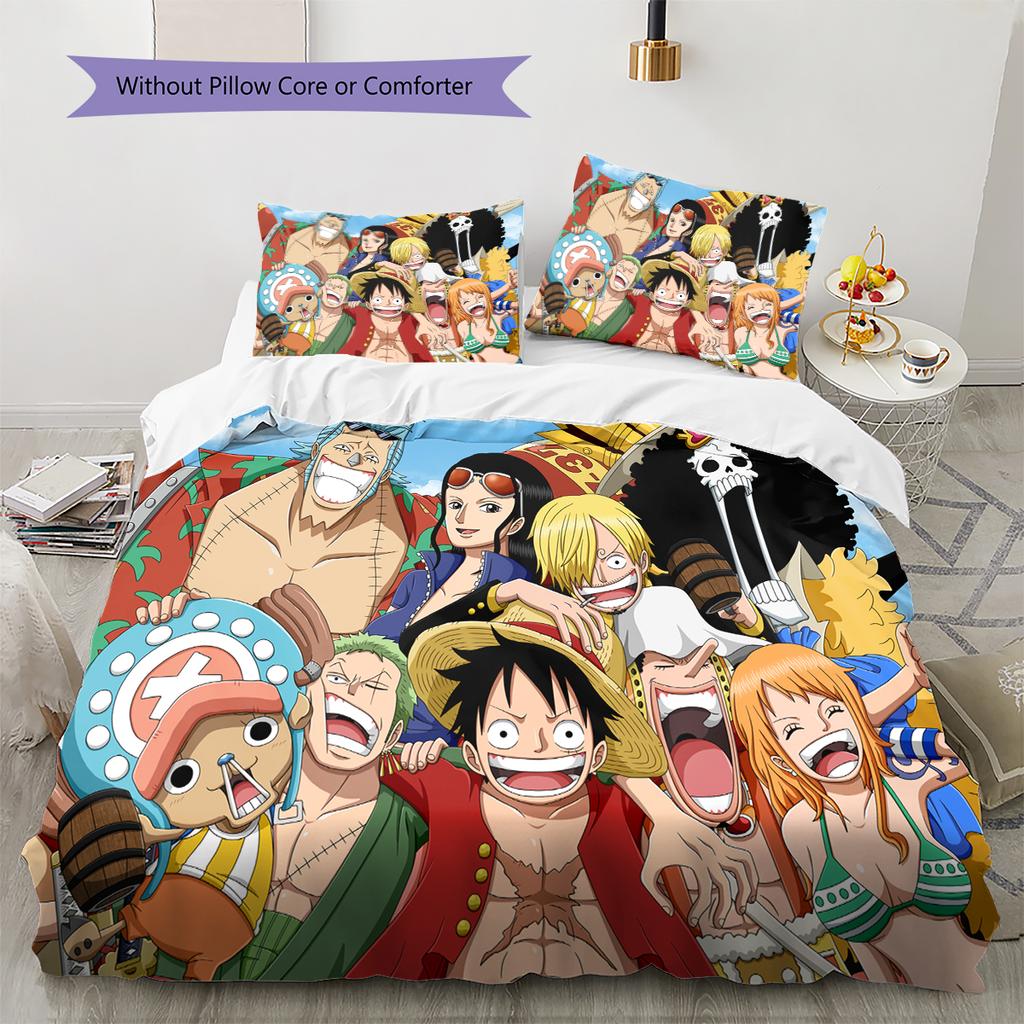 Cartoon Pattern Bedding Quilt Set Quilt Cover Pillowcase Home Decoration Birthday Gift (1 * duvet cover + 2 * pillowcase, without core)