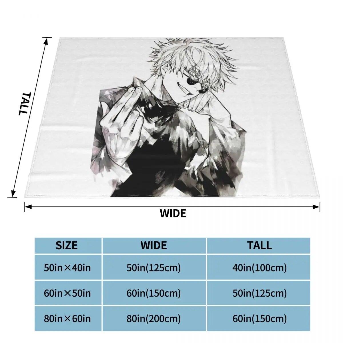 

Одеяло Jujutsu Kaisen аниме Манга, флисовое одеяло Gojo Satoru, теплое одеяло для путешествий на открытом воздухе, покрывало 75x100cm 30x40in