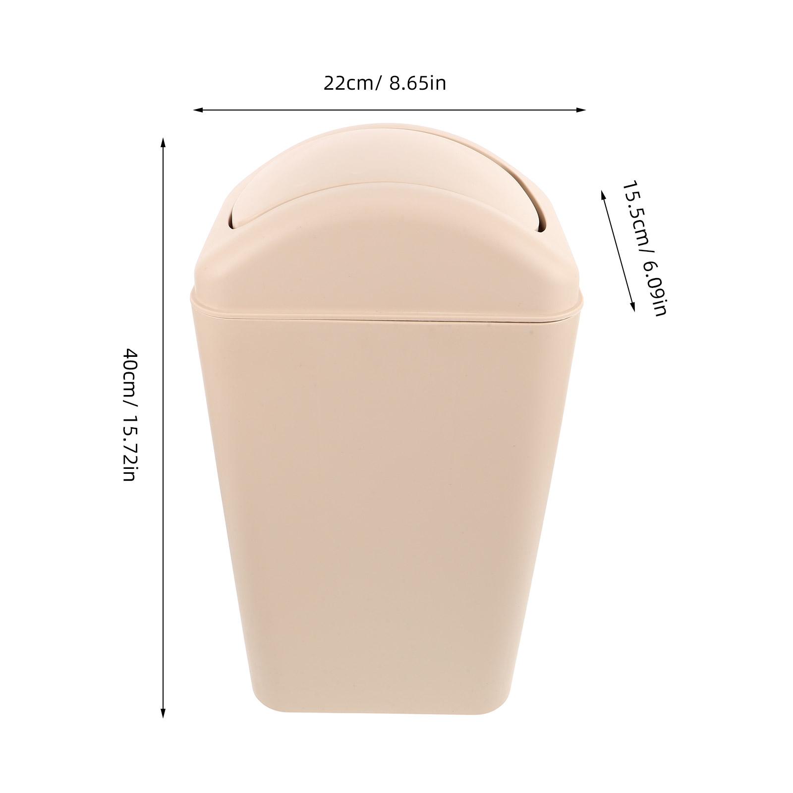 

Slim Plastic Trash Can Swing Lid Large Capacity Garbage Bin for Kitchen Bathroom Bedroom Space Saving Indoor Wastebasket хаки