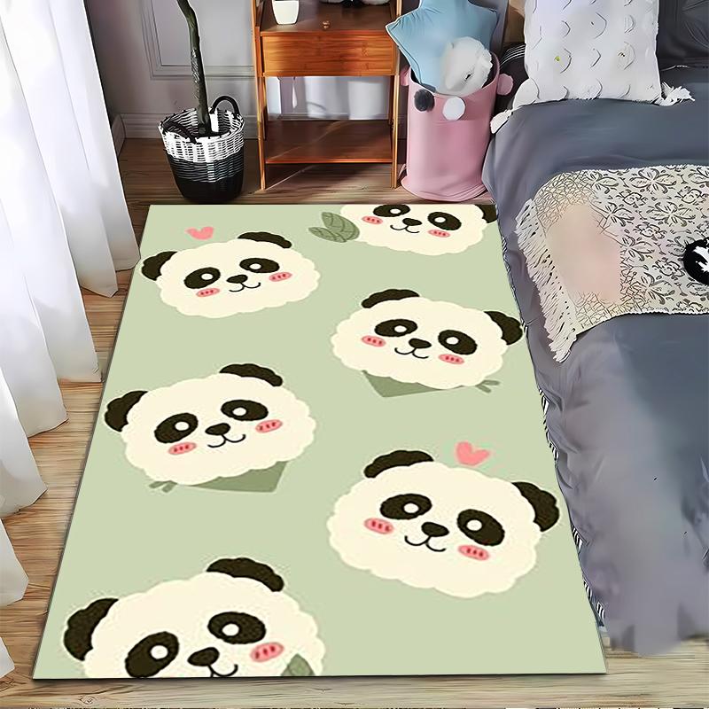 Cute Cartoon Panda Pattern Carpet for Kids Room Home Decor Green Suitable for Use As an Anti-slip for Living Room Bedroom Sofas