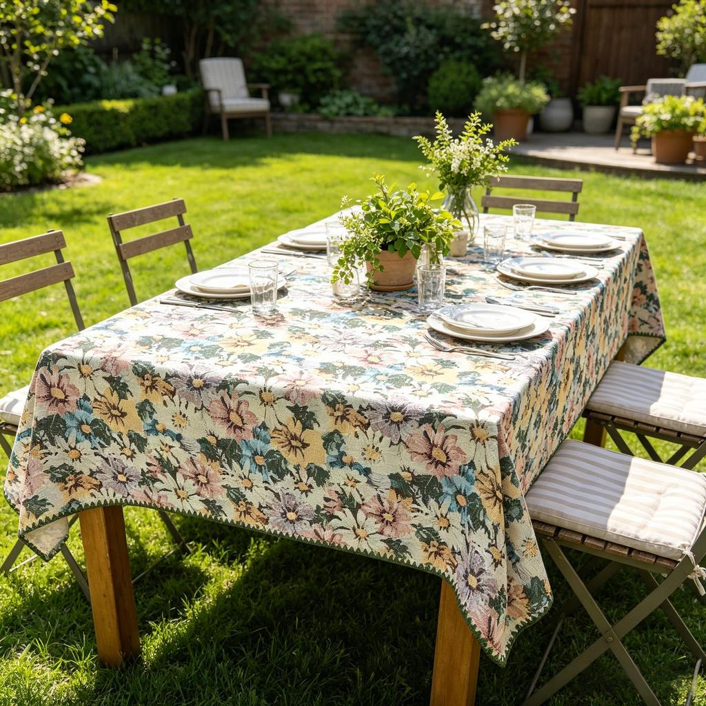 Festa di Natale Pranzo a Casa Cucina Rettangolare Cotone Lino Morbido Lavabile Tessuto Decorativo Tovaglia