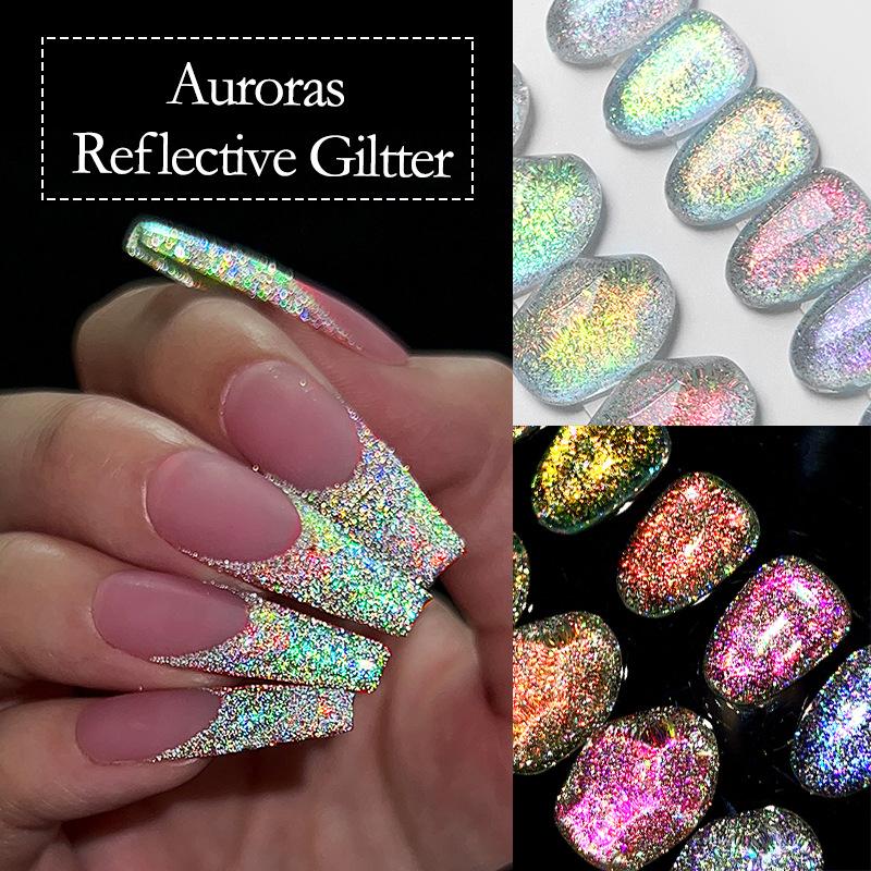 Nicole Diary Polarized Cloud Brocade Crushed Diamond Powder, Super Bright Dream Manicure Opal Powder, Bouncy Fine Glitter Powder