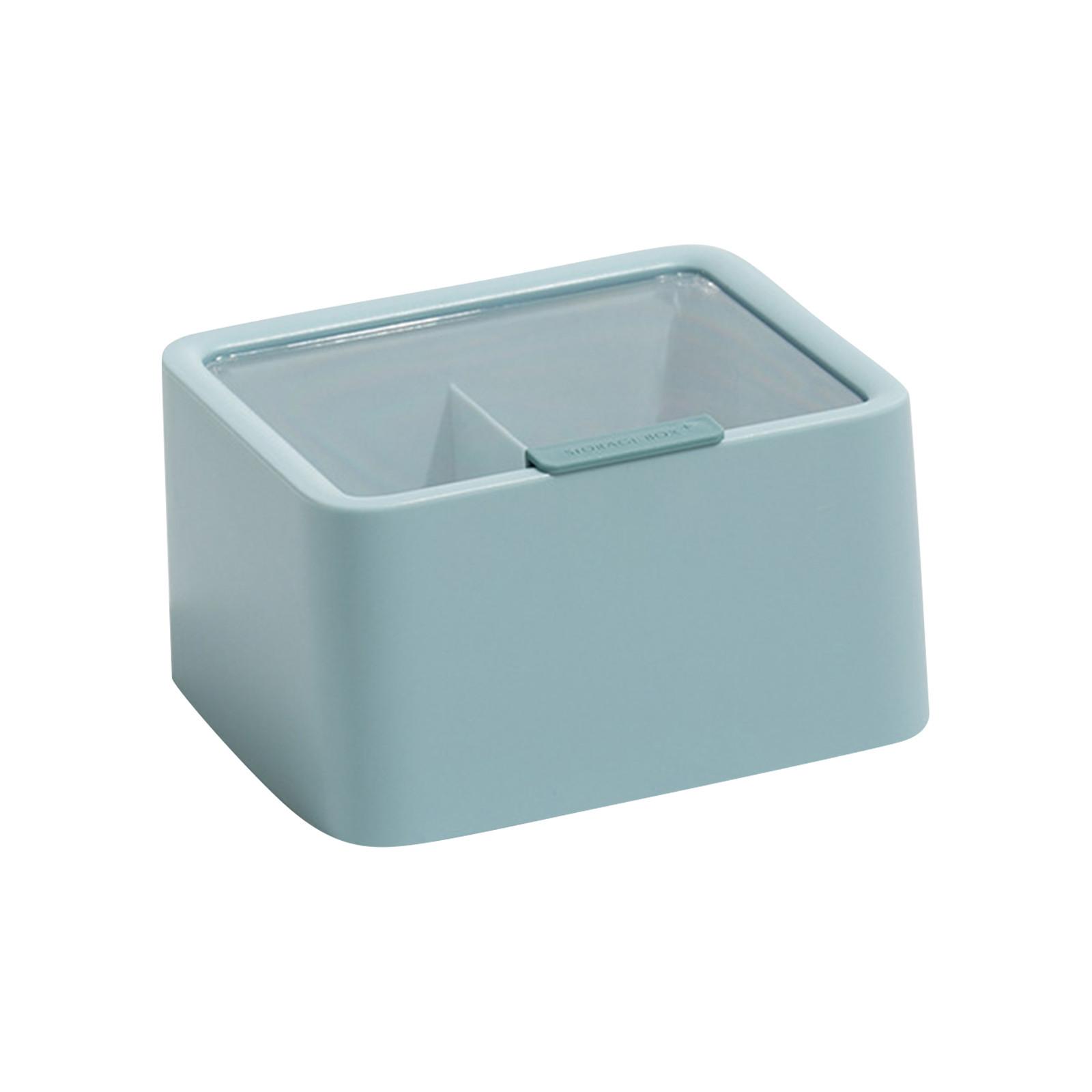 

Прозрачная хлопковая коробка для хранения, покрытая лентой, коробка для хранения помады и косметических яиц, двухслойная настольная коробка для хранения ватных палочек One Size синий