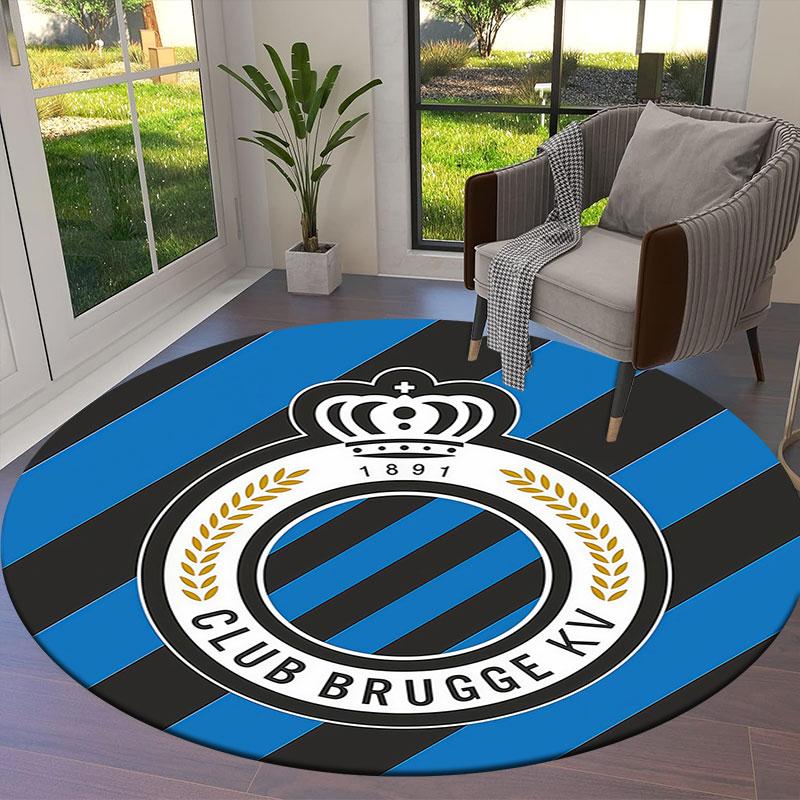 Club Brugge KV Round Area Rug,Carpet Rug for Living Room Bedroom Sofa Playroom Decor,Non-slip Floor Mat