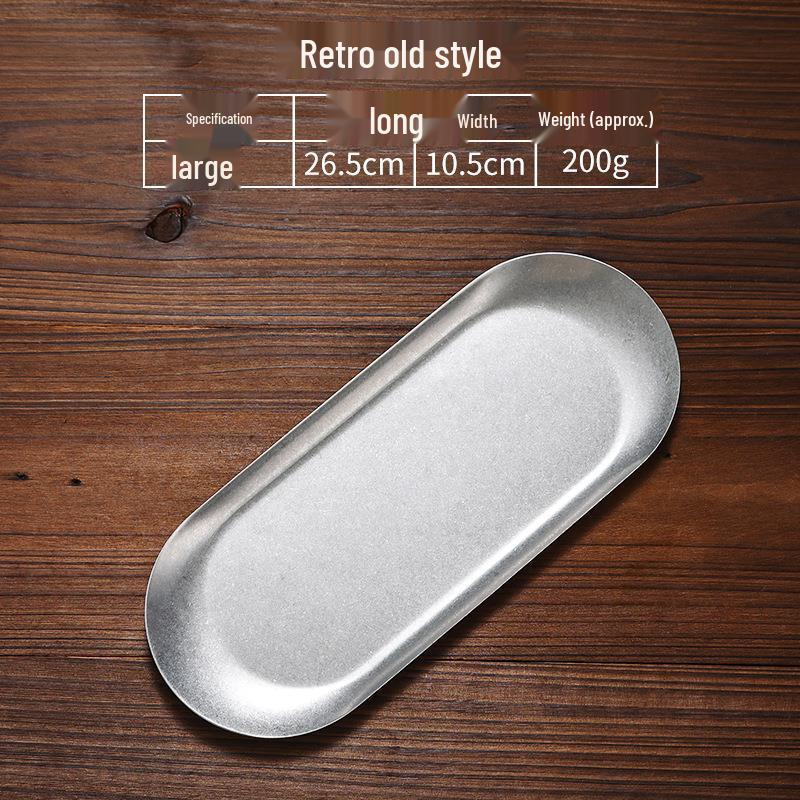 Japanese Retro Stainless Steel Oval Accessory Tray - Creative Gold Dessert and Towel Plate