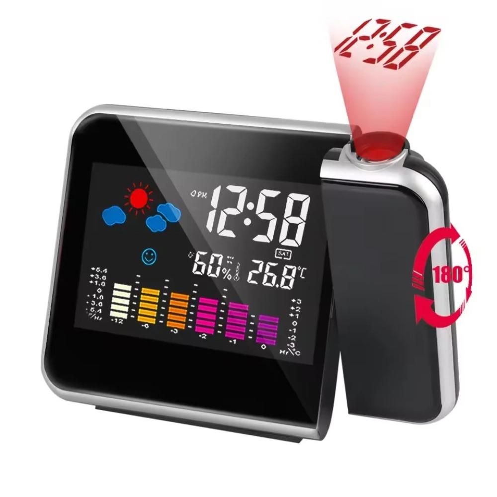 

LED Display Projection Alarm Clocks Wireless Adjustable Angle Temperature Humidity Monitor Backlight LED Digital Clock Bedroom чёрный