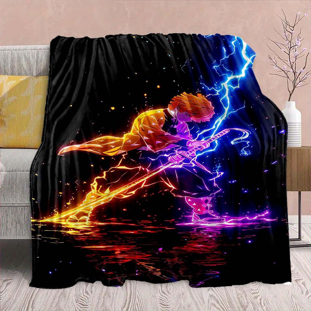 Demon Slayer Anime Flannel Blanket - Soft Warm Perfect for Sofa, Bedding Camping Travel Office Home Decor -QJY
