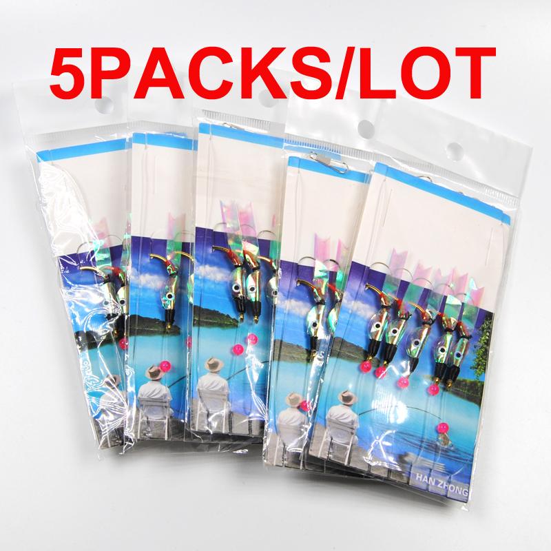 

Bimoo, 5 упаковок, снасть Flash Fish Eye Minnow Sabiki с золотым крючком, рыболовные снасти для морской рыбалки, аксессуары для ловли наживки