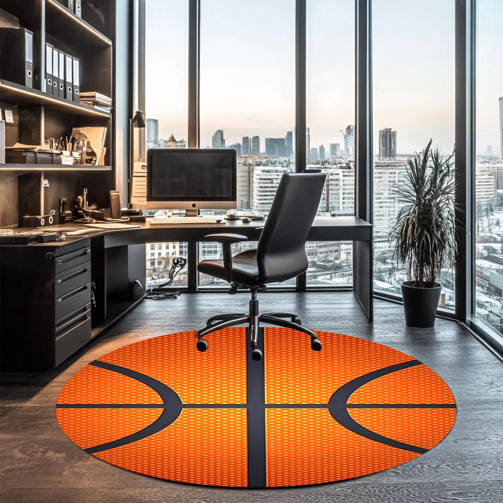 basketball Printed Round Rug Carpet Chair Rug Area Rug Entryway Doormats,for Office Chair Living Room Bedroom Kitchen Room.