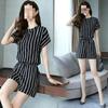 Summer 2026 Women's Striped Casual Two-Piece: Loose Short Sleeve Top & Shorts