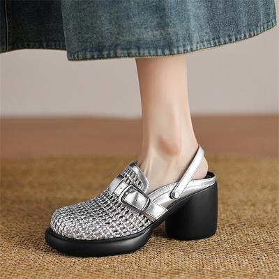 Mode Nouveaux Sandales d'Été Sandales Couvrant les Orteils pour Femmes Talons Hauts Pantoufles Mode Pantoufles Découpées Deux Façons de Porter Sandales à Plateforme