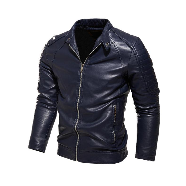 Leather Jacket Men's Multi-color Jacket Solid Color Men's PU Leather Jacket Autumn Locomotive Clothing
