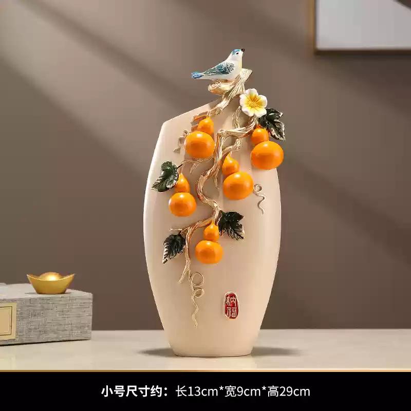 

1pc Chinese Style Resin Vase Ornament Hulu Pattern Design Living Room Home Decoration Flower Arrangement Container Tabletop Vase