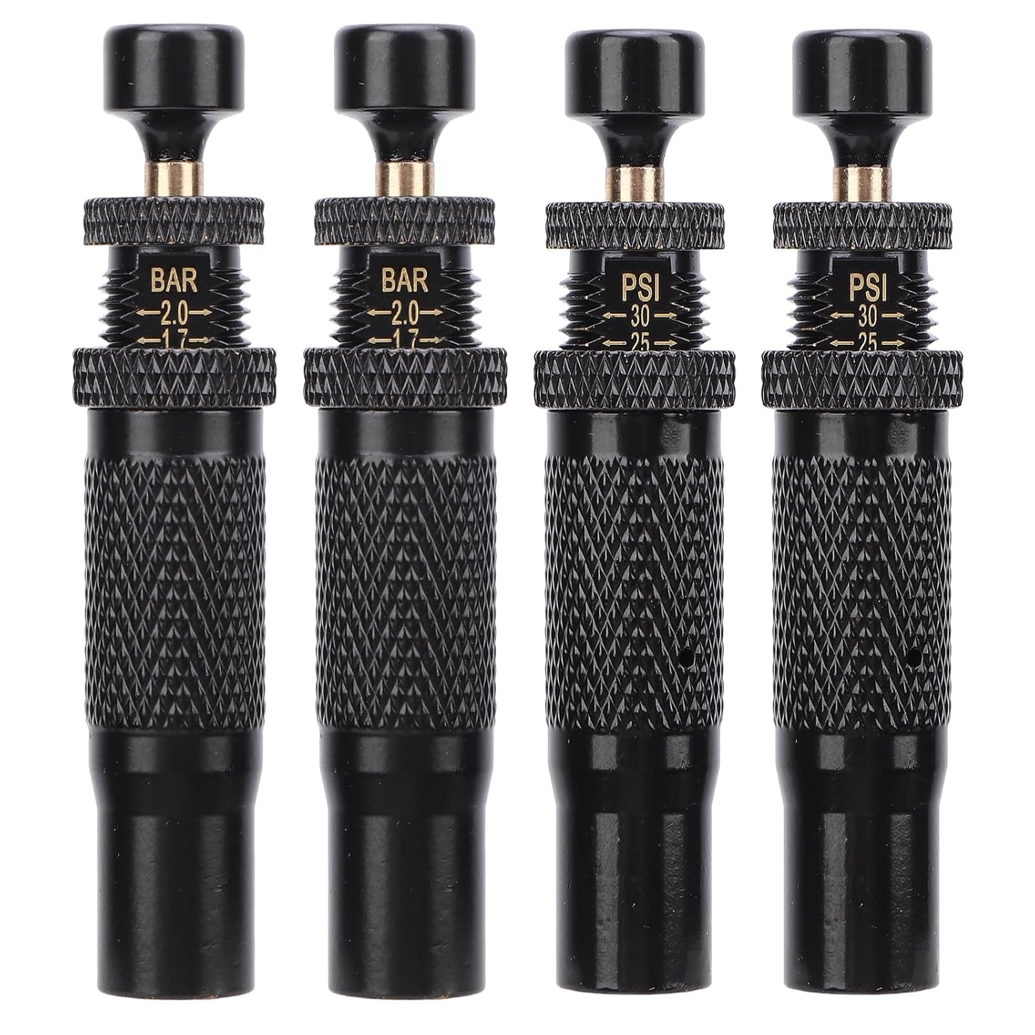 

Aramox 4-Piece Tire Deflator Valve Kit, Quick Air Bleed Set, Adjustable Brass Construction, 30-10 PSI Range for Off-Road 4x4 Vehicles
