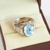 Aquamarine Oval Cut Gemstone With 925 Sterling Silver Ring For Men's #A732 JL375659031117