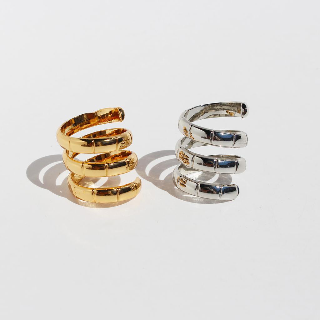 Brass Plated Real Gold Niche Fashionable Bamboo Spiral Multi-Layer Wide Version Ring Ring Ring Stacked Wearing 892
