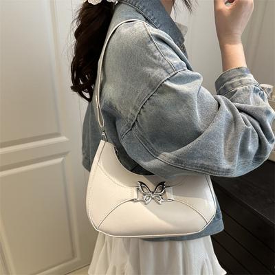 Bolsa de ombro simples e doce com borboleta de cor sólida, nova moda de verão, diagonal sobre o ombro, feminina