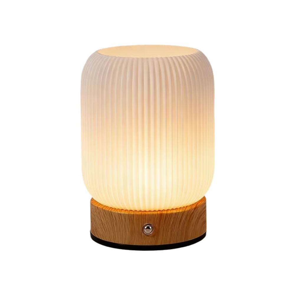 Wood Grain Base Touch Night Light 3 Color Temperatures Dimmable Bed Lamp Atmosphere Lighting