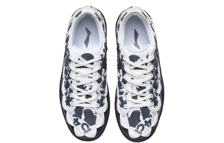 Li Ning CF Pursuit Lightweight, Slip Resistant, And Abrasion Resistant Low Top Skateboard Shoes Unisex White Gray AGLR216-3