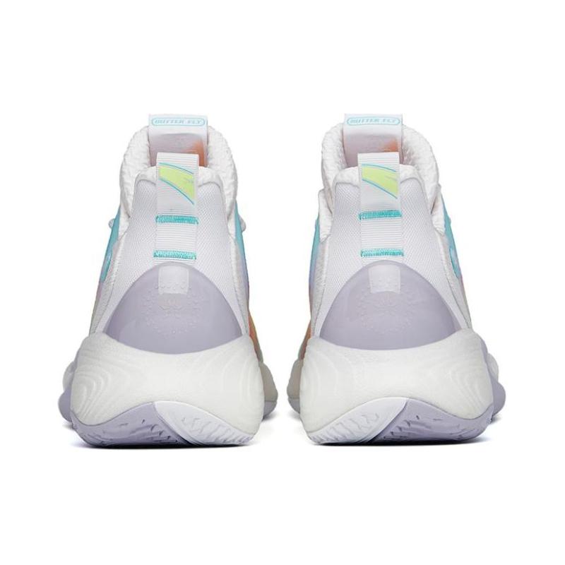 Anta Bubble Bomb Basketball Shoes Men's Low Top Ivory White/Fluorescent Aqua/Light Rainbow Pink Sneakers 112211603Q-5