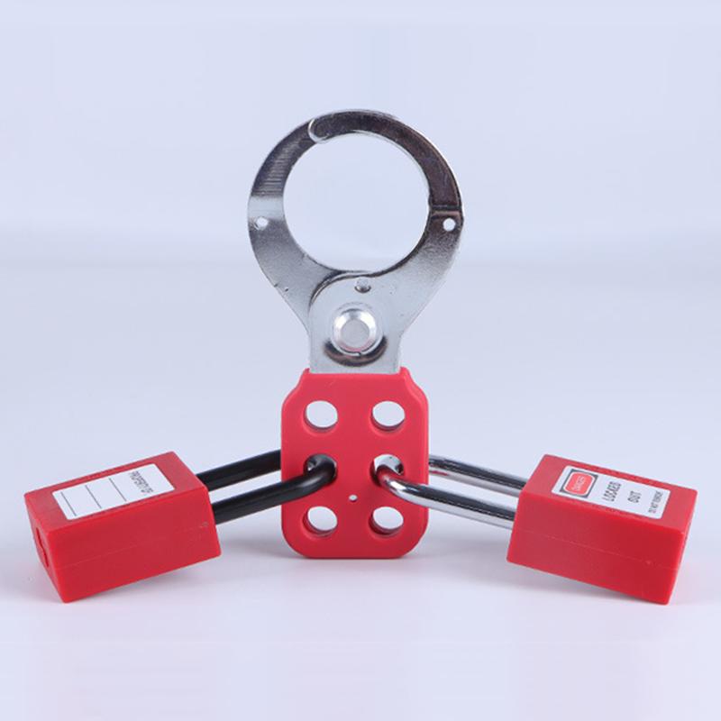 Red Industrial Safety Lockout Hasps Six Hole Steel Lock Steel Hook with Plastic Coated Body Hardware