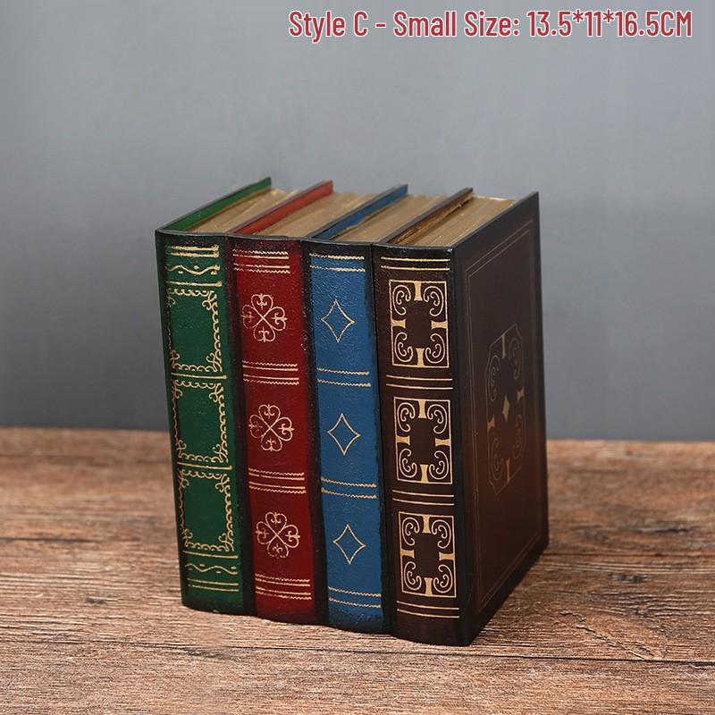 American Retro Wooden Pen Holder: Multi-functional Fake Book Desktop Storage Box and Home Study Ornament.