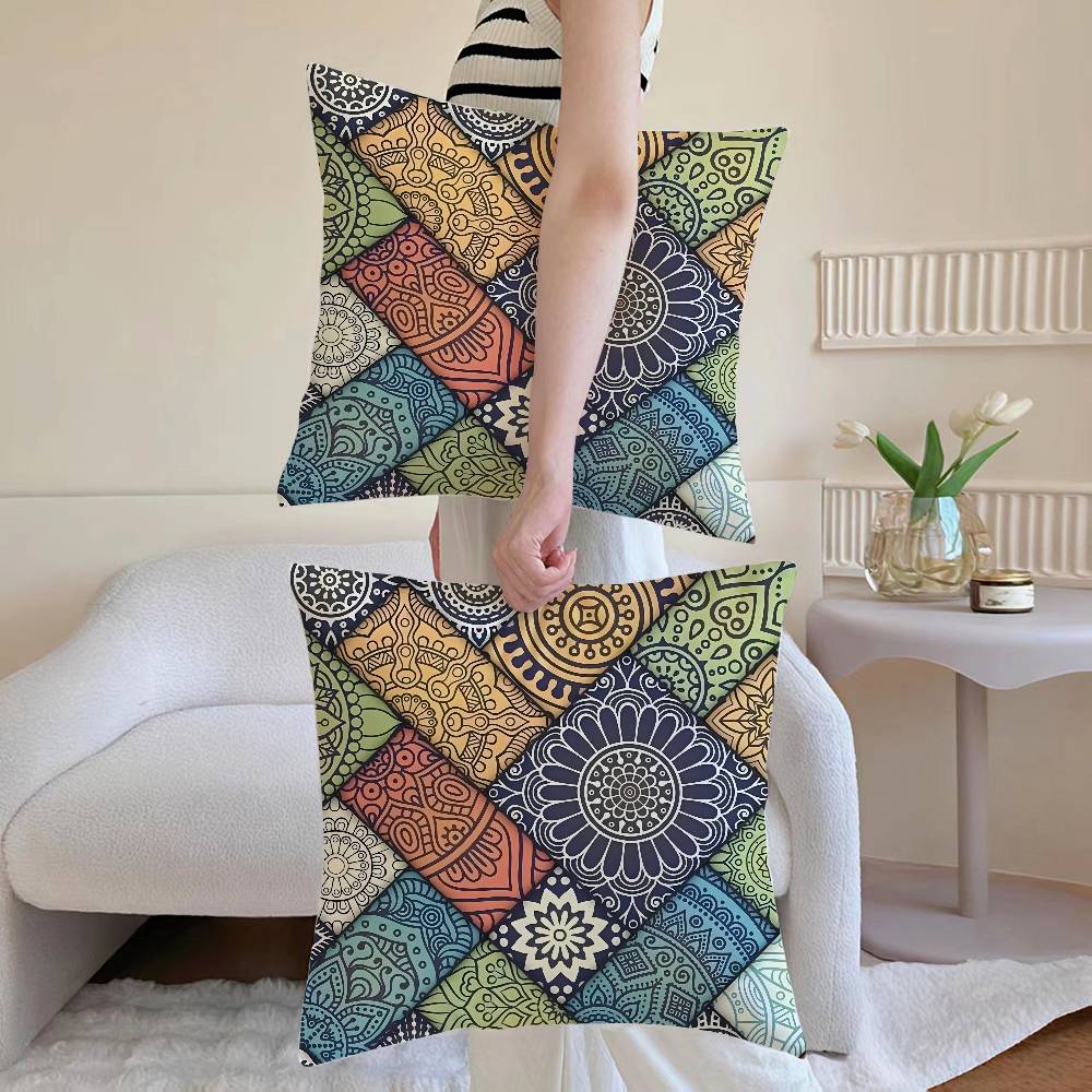 Геометрическая богемная наволочка, наволочка против пылевых клещей, скрытая молния, шелковистая короткая плюшевая наволочка для диванной подушки 12x12Inch