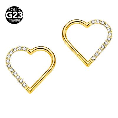 G23 Titanium Heart-Shaped Nose Ring Stud - Seamless Earrings for Body Piercing
