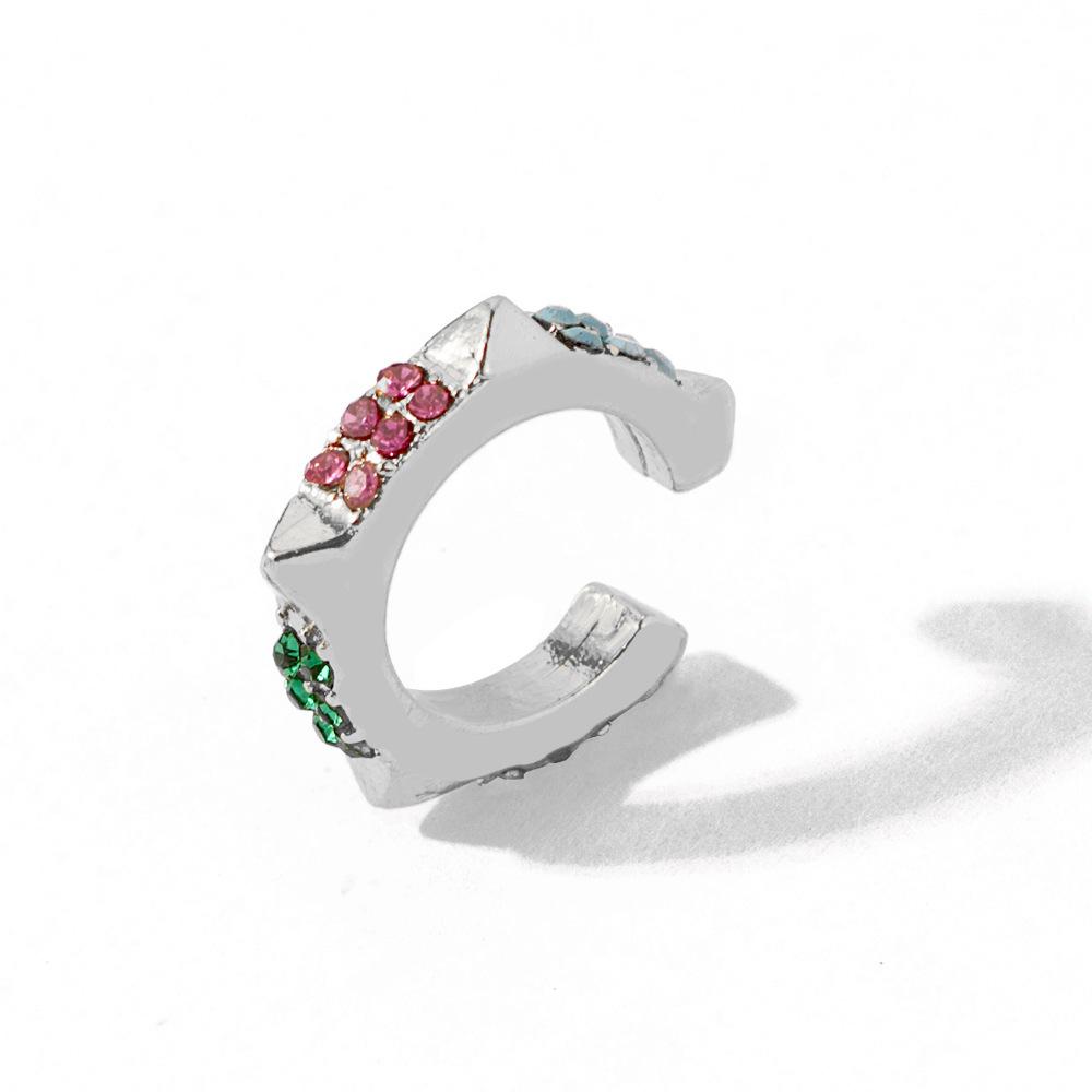 

Geometric Alloy Elegant Ear Cuffs With Colorful Rhinestones For Trendy Women рожевий колір золота