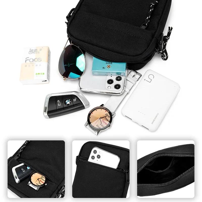 Minimalist Wallets Mens Crossbody Waist Bag Stylish Oxford Shoulder Bag Men's Casual Backpack Male Trendy Small Square Phone Bag
