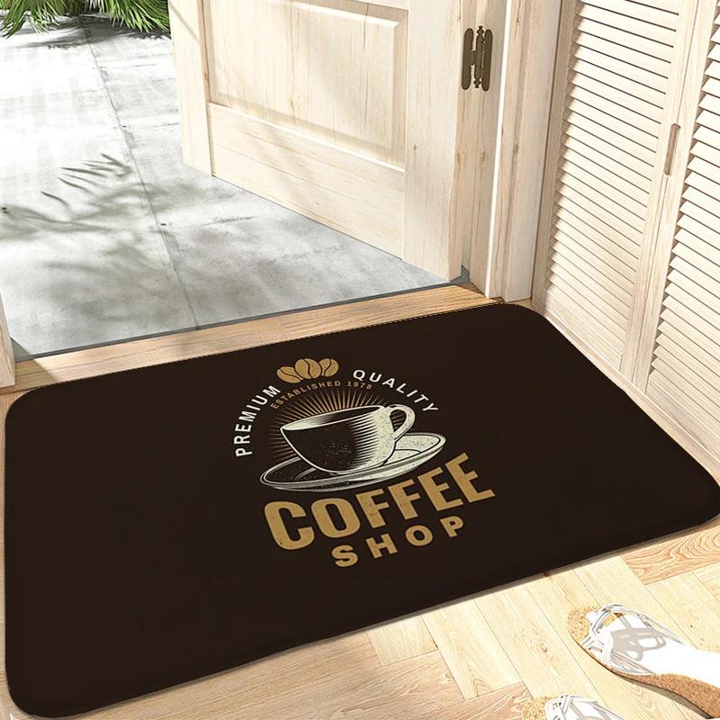 Café Carpet Entrance of House Bathroom Mat Anti Slip Hallway Veranda Floor Soft Rug for Bedroom Modern Home Decoration