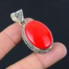 Halloween-erbjudande Sterling Silver Naturlig Italiensk Röd Korall Unikt Hänge Smycken