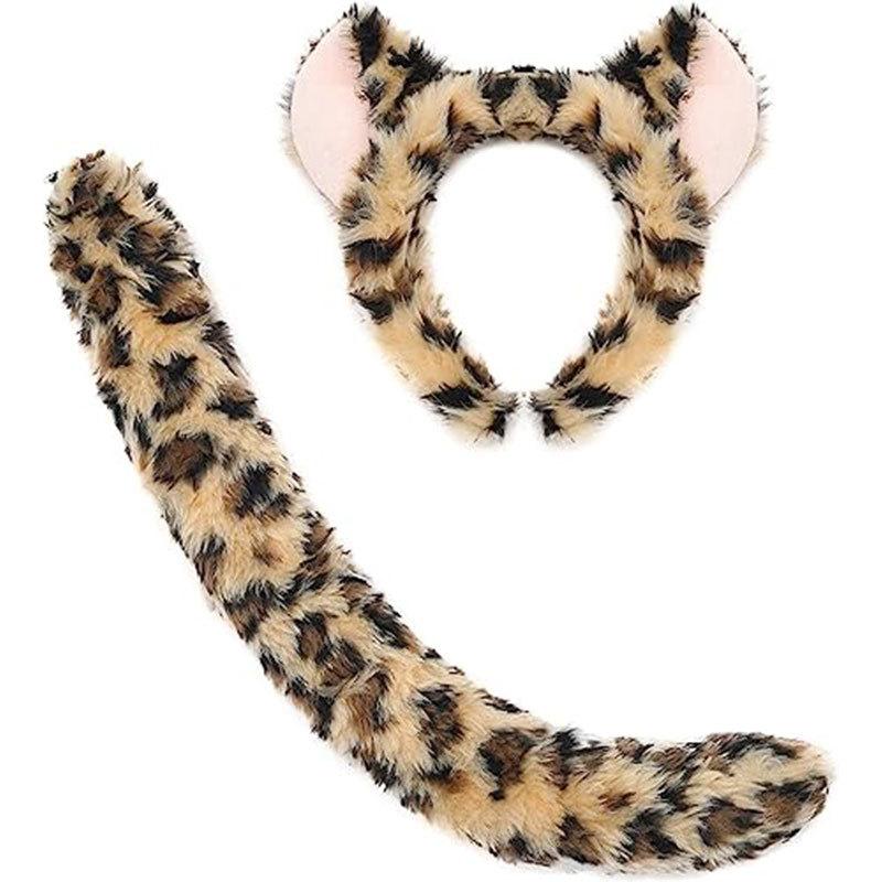 2026 Tiger Leopard Ears Tail Set Halloween Role Play Costume Adult Kids Wild Animal Fierce Festive Themed Look