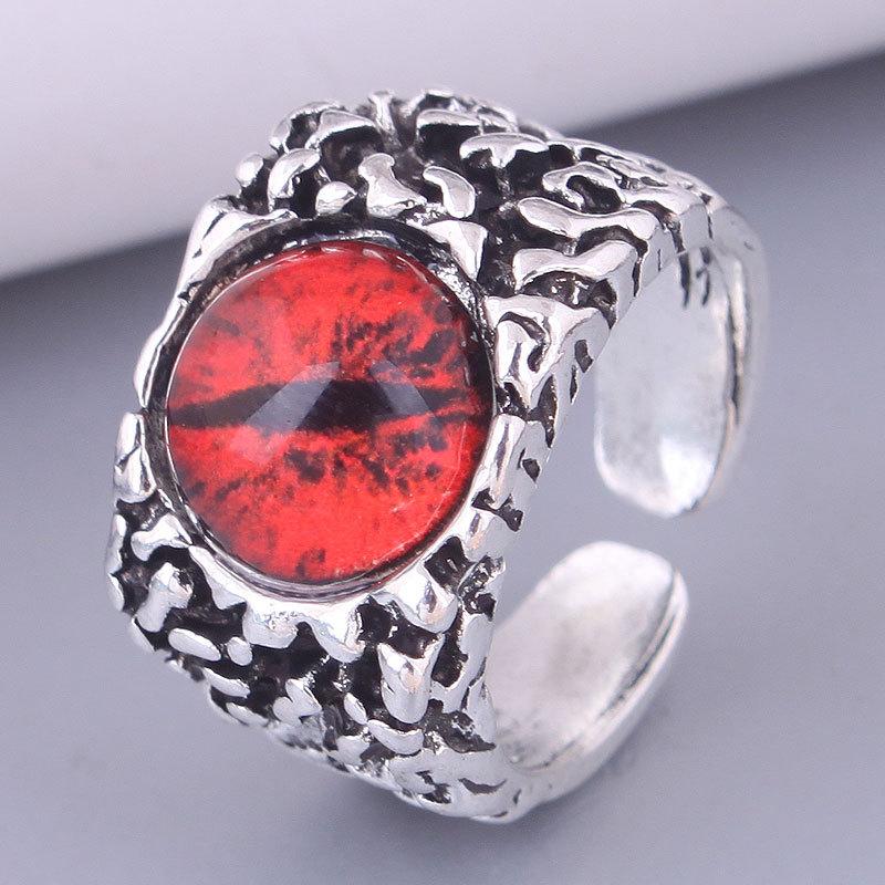 Anelli Occhio di Drago Malvagio Creativi alla Moda per Personalità Maschile Punk Colori Anello Gioielli Accessori Bar Night Club da Uomo Regali