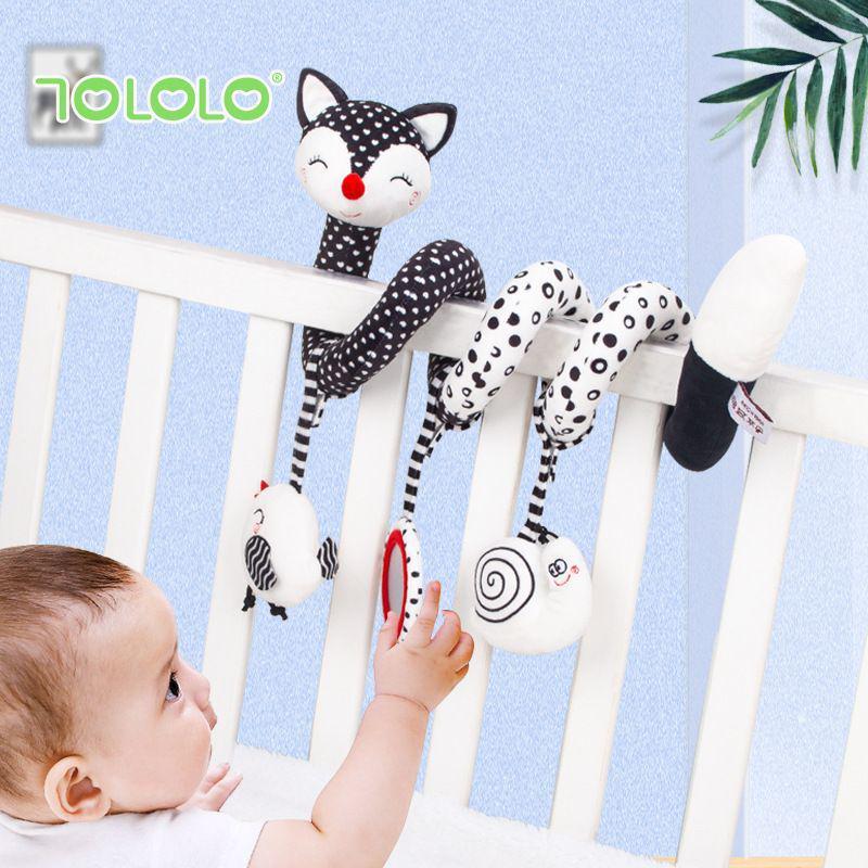 Newborn Black and White Visual Training Crib Hanging Plush Toy for Soothing Babies